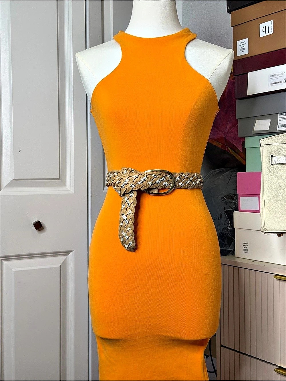 Zara Orange Midi Sleeveless Dress Like New